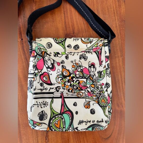 Sakroots Love Song Peace Birds Design Artist Multicolor Crossbody Bag EUC 9”x 8” - Picture 2 of 16